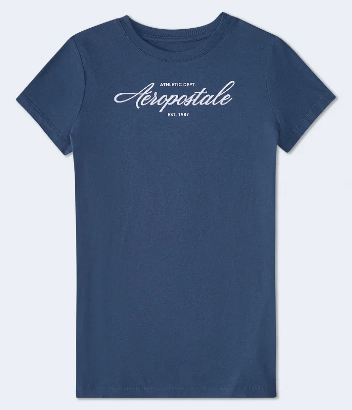 Aeropostale Script Flocked Graphic Tee