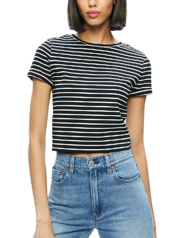 alice + olivia Cindy Fitted T-Shirt Fleece Fabric Down Fabric Feather Fabric