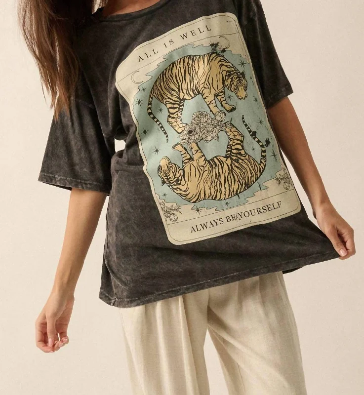 All Is Well Graphic Tee In Charcoal