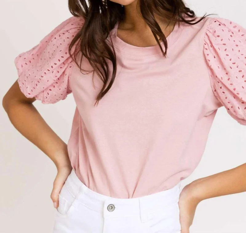 Anusha Puff Sleeve Tee In Blush