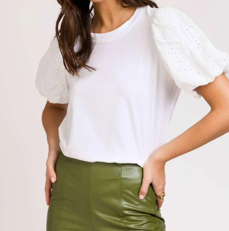 Anusha Puff Sleeve Tee In White