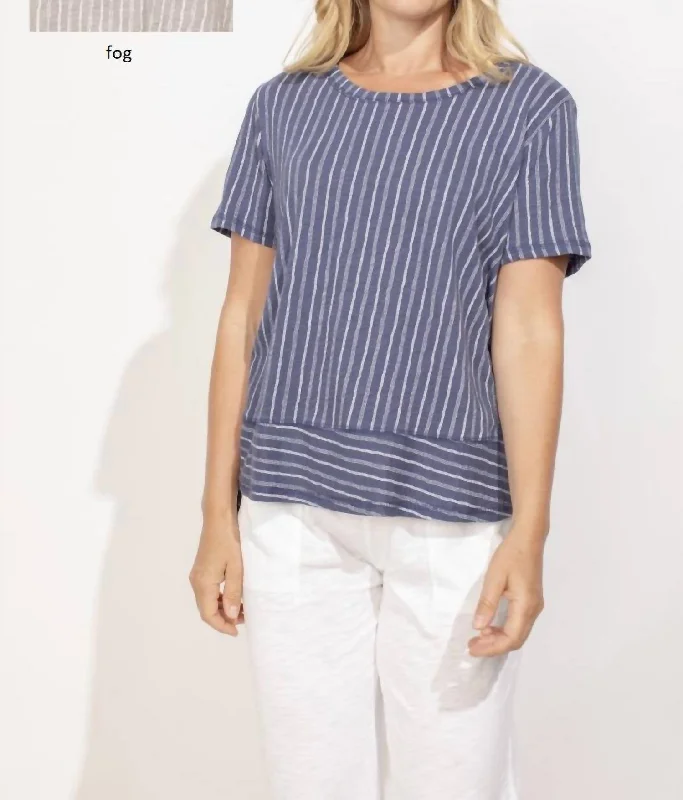 Boxy Striped Tee In Fog