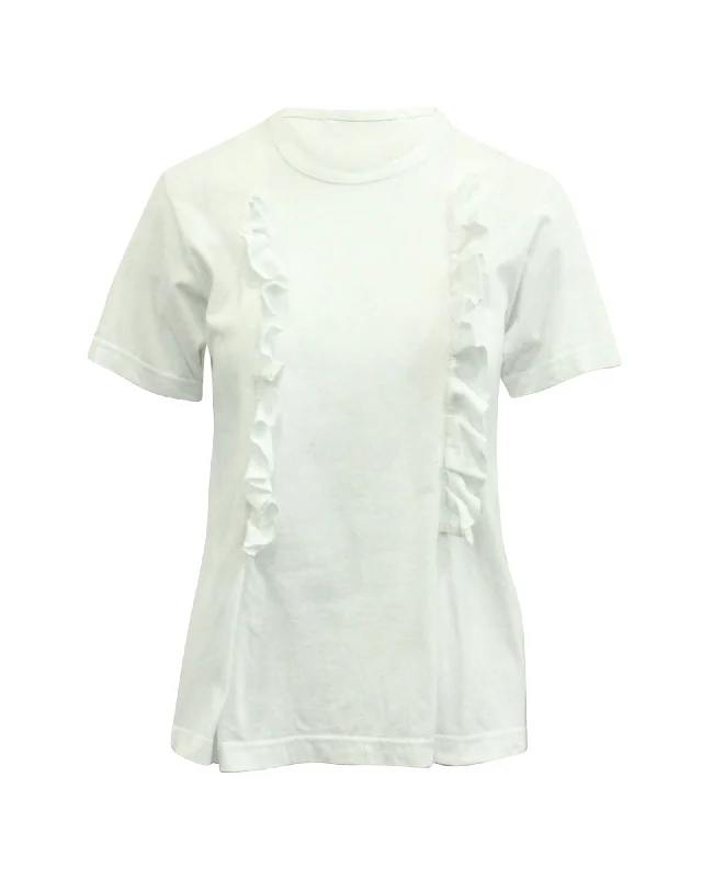 Comme Des Garcons Ruffle T-shirt in White Cotton