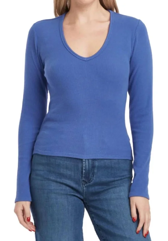 Marlowe Longsleeve Tee Top In Blue Lolite