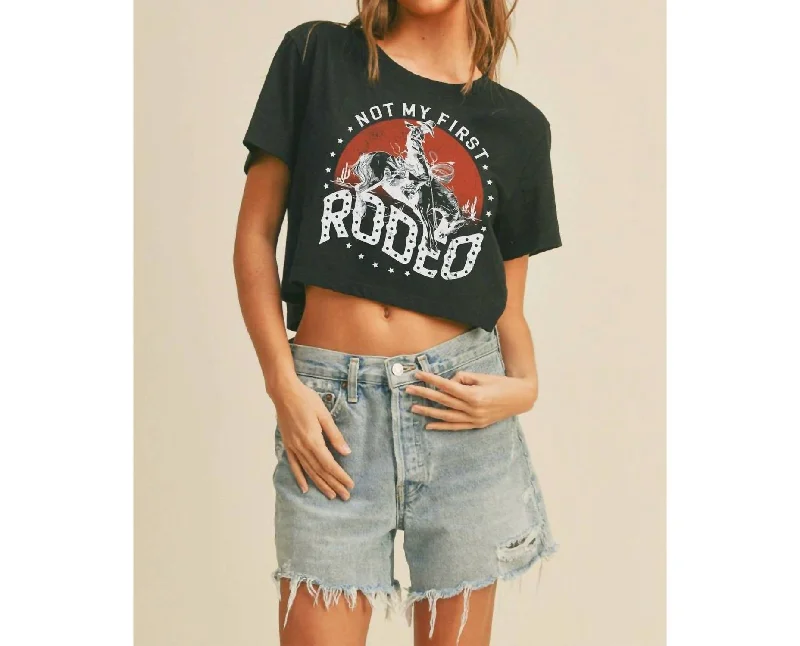 Not My First Rodeo Cowboy Graphic Tee In Black