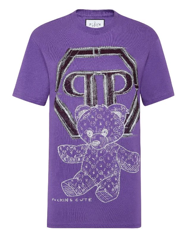 T-shirt Round Neck SS Man Fit Teddy Bear with Crystals