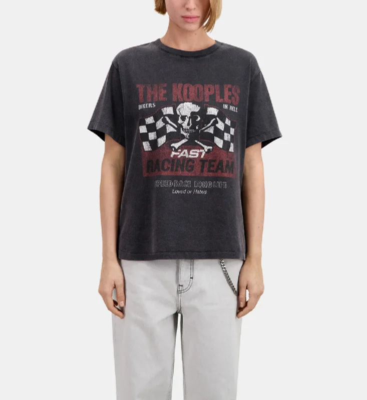 T-shirt With Racing Skull Serigraphy