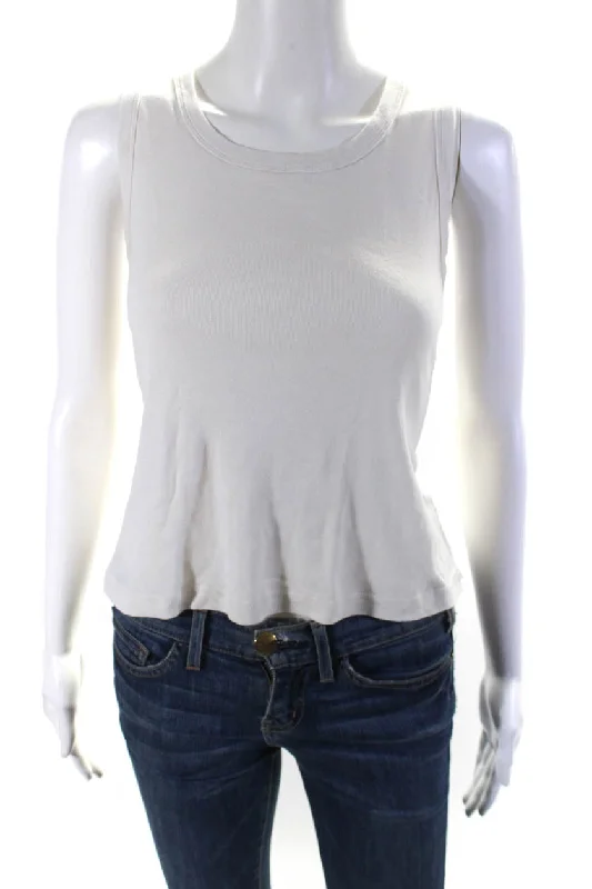 The Row Womens Cotton Jersey Knit Scoop Neck Tank Top T-Shirt White