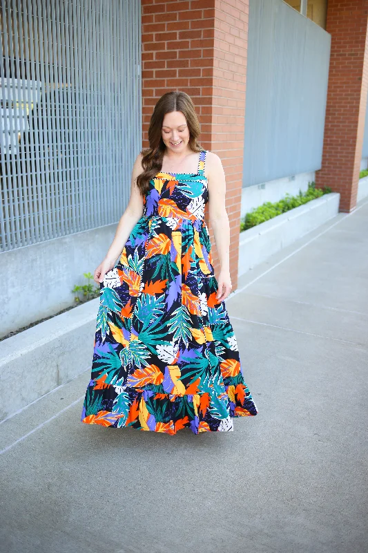 Black and Colorful Print Maxi Dress | Boutique Elise | Eloise