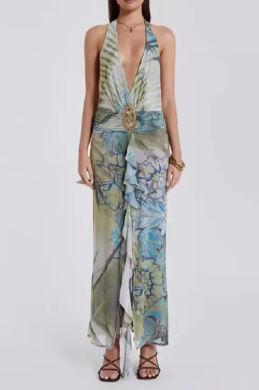 Cindy Plunge Maxi Dress