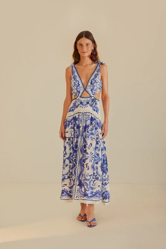 Off-White Garden Tiles Maxi Dress