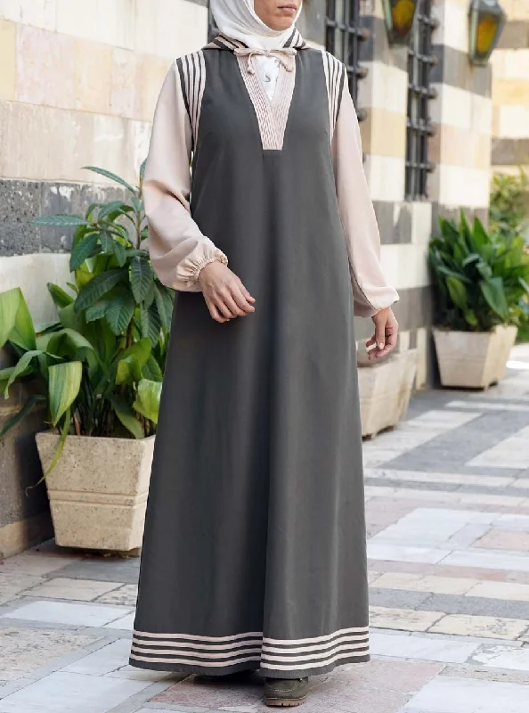 Hooded Dual-Color Maxi Dress