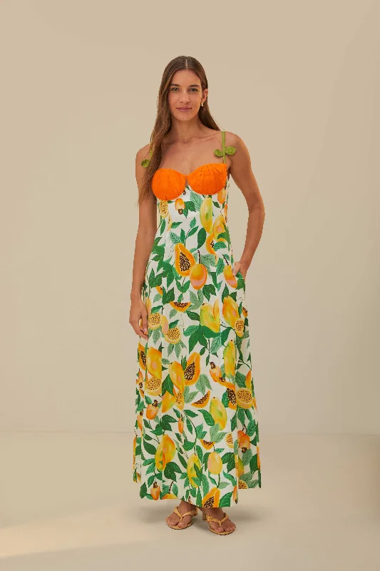 Papaya Salad Scarf Sleeveless Maxi Dress