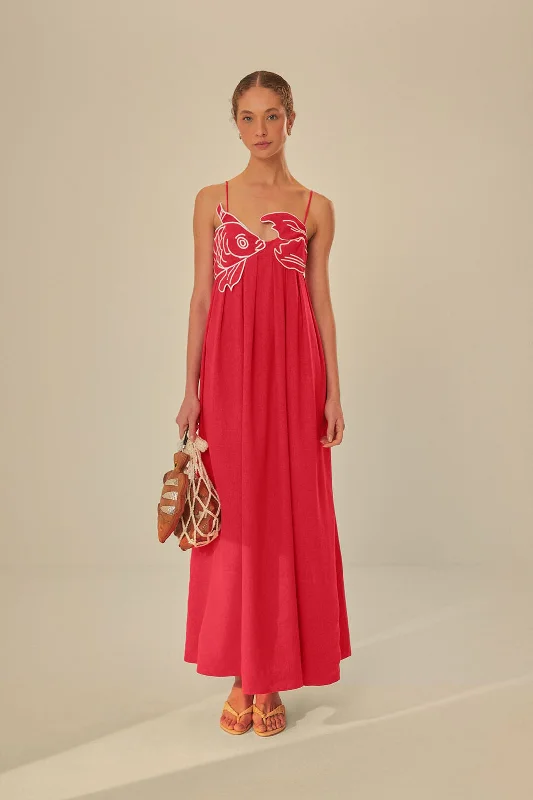 Red Fish Top Maxi Dress