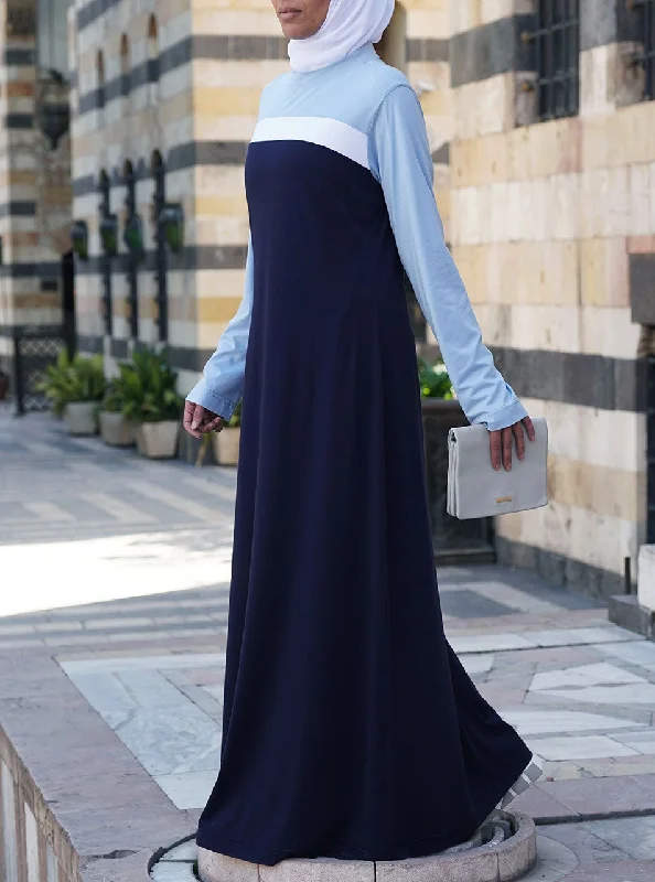 Tri-Color Jersey Maxi Dress