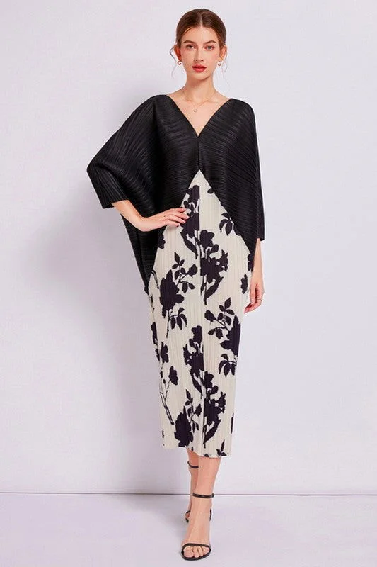 Women Black Floral Fashion Long Maxi Dress