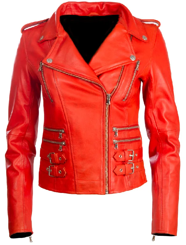 AGSM Women's Biker Jacket - Dark Orange