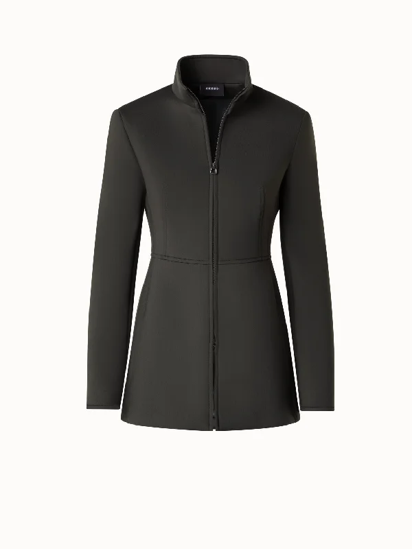 Long Neoprene Jacket with Stand Up Collar