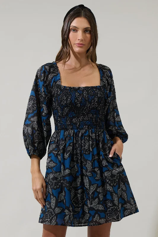 Aurina Floral Niko Smocked Mini Dress Elegant Lace Mini Dress