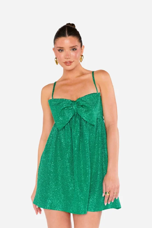 Show Me Your Mumu Best Bow Mini Dress in Green Confetti