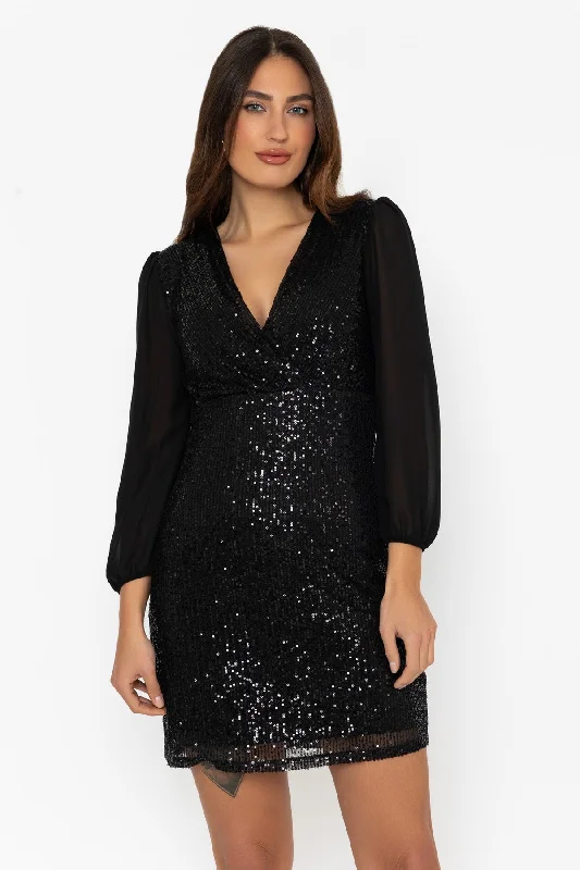 Black Sequin Melanie Mini Dress