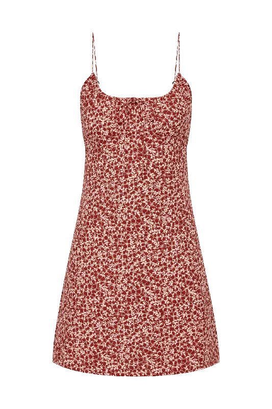 PAU MINI DRESS - PEONY STAMP GARNET