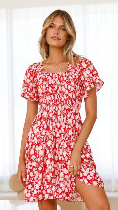 Sammi Mini Dress - Red Floral