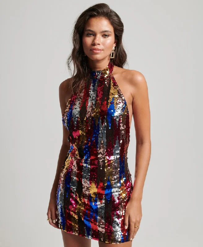 Sparkly Halter Mini Dress