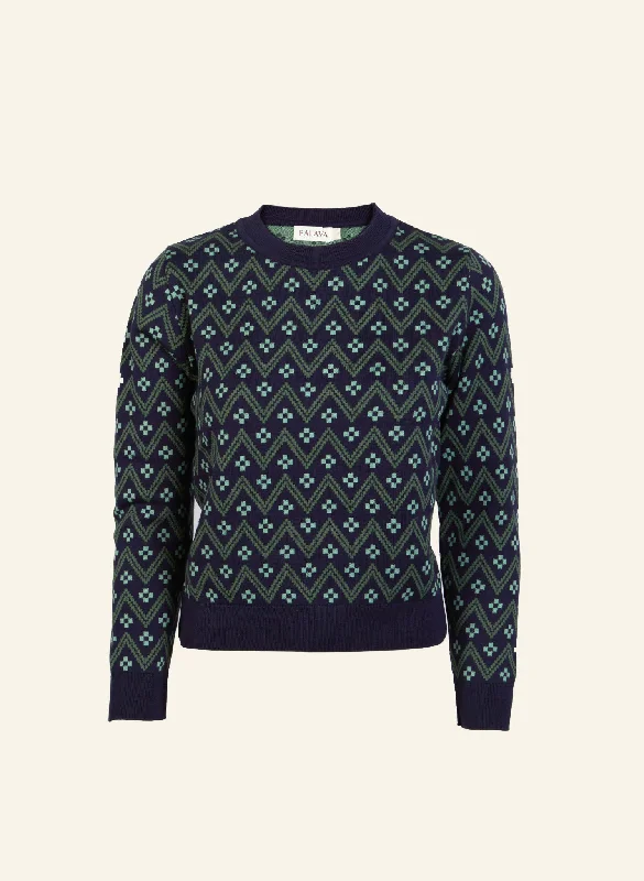 Alba - Navy Cross Stitch Jumper