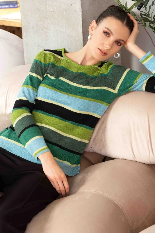 Alison Sheri A44108 Jumper Wide Stripe Green