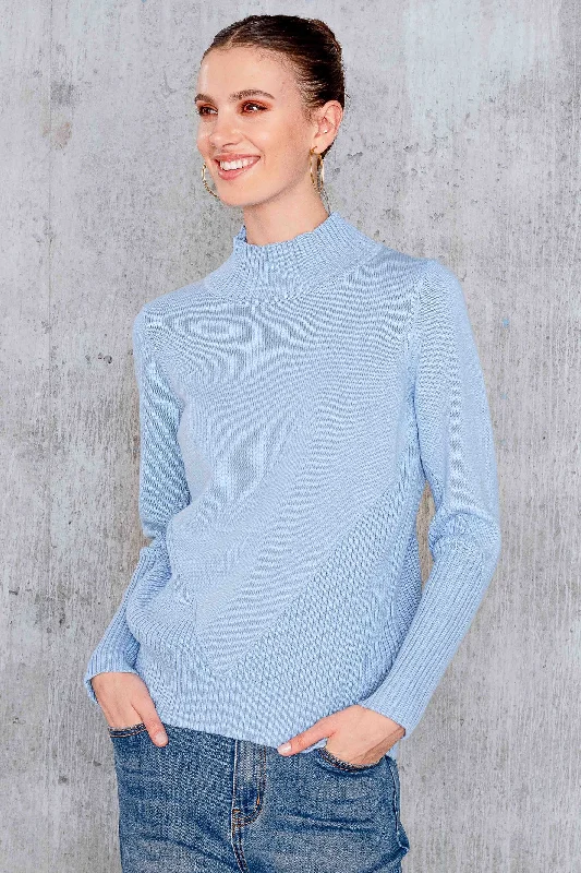 Alison Sheri A44145 Jumper Mock Neck Light Blue