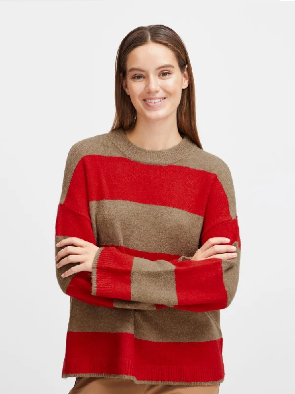 B Young ByOmartha Stripe Jumper Toasted Coconut