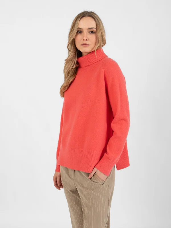 Coster Copenhagen Jumper with High Neck Hot Coral