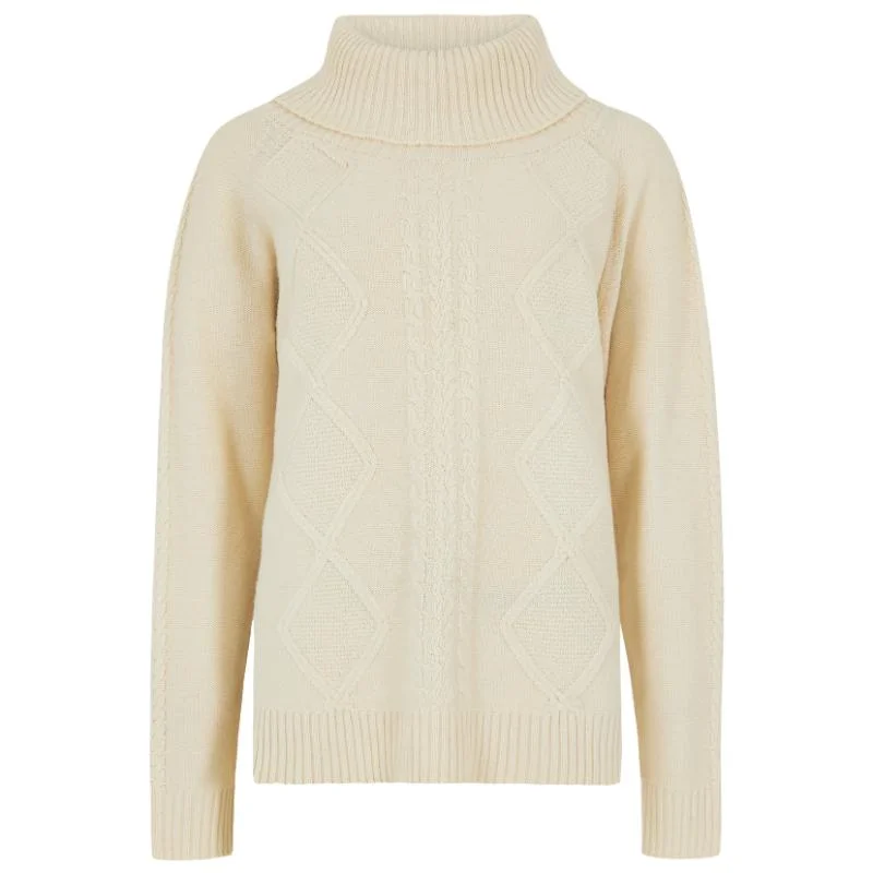 Dubarry Kirkwood Ladies Knit Jumper - Chalk Houndstooth Herringbone Solid