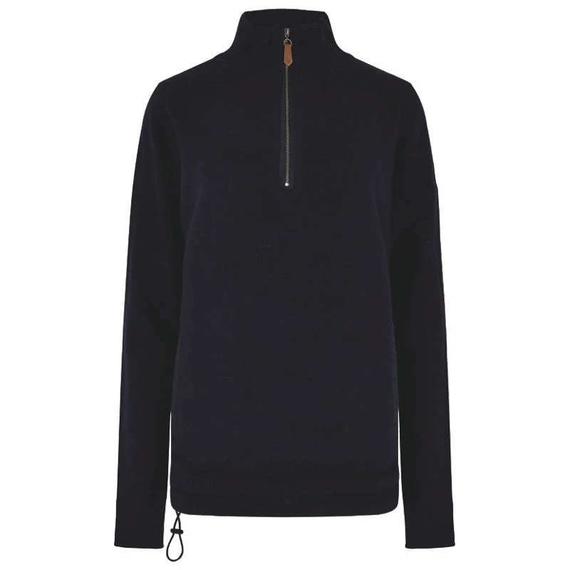 Dubarry Morrisey Windproof Ladies Zip Neck Jumper - Navy Hooded Caped Shawl Collar
