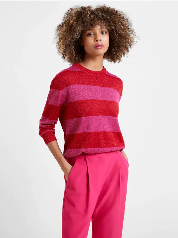 Great Plains Sparkle Stripe Jumper Christmas Rose & Crimson