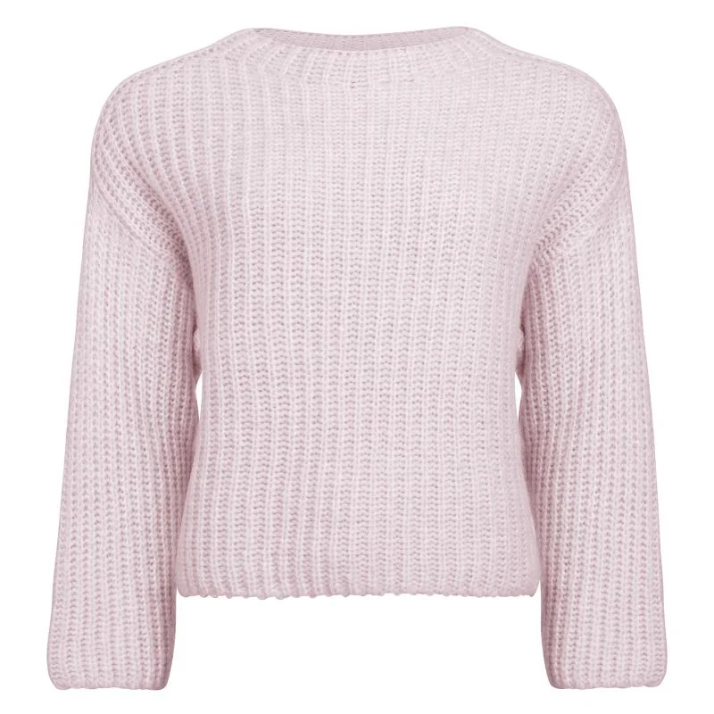 Holebrook Cajsa Ladies Merino Knitted Jumper - Pale Pink Collared Crew Neck Turtle Neck