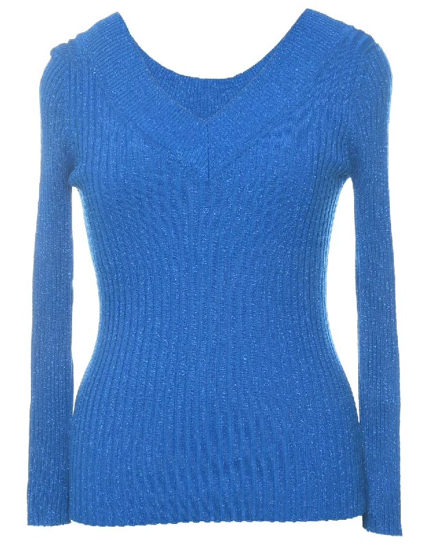 Lurex Thread Pattern Jumper - S Tailored Straight A-Line
