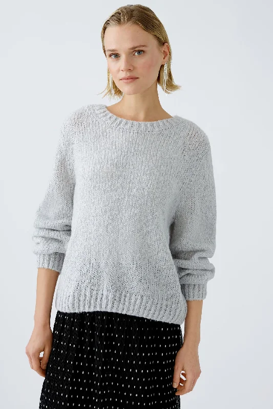 Oui 89927 Jumper Light Chunky Knit Grey