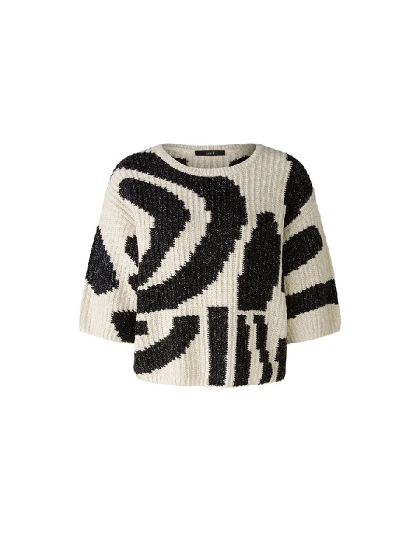 Oui Jumper Off White & Black