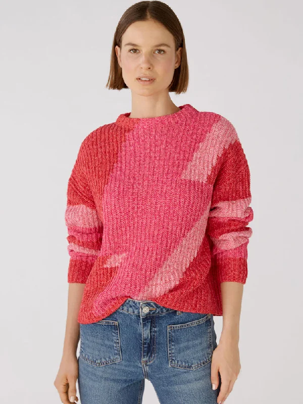 Oui Patterned Jumper Red Rose