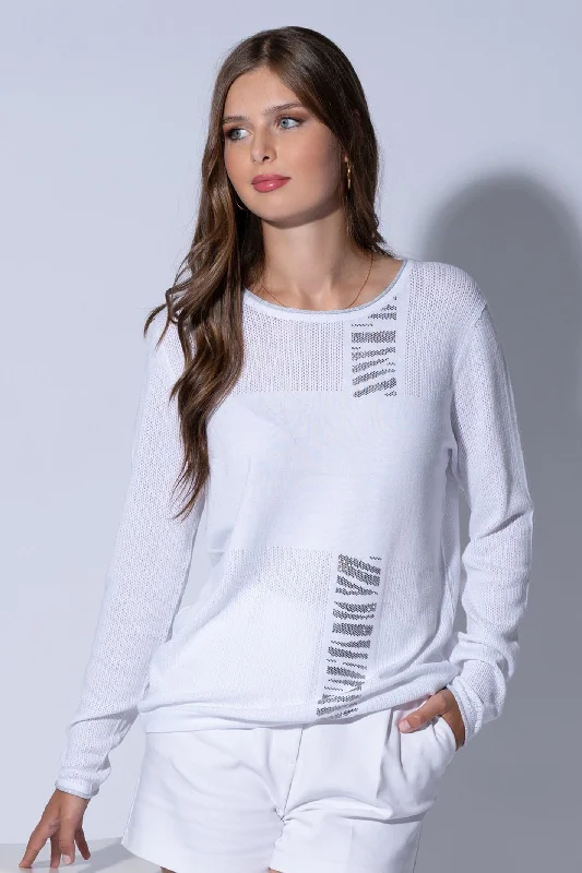 Passioni 15020 White Diamante Detail Jumper