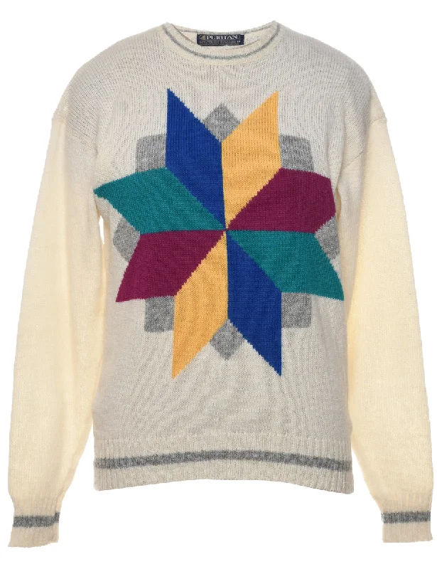 Puritan Geometric Pattern Multi-Colour Jumper - M