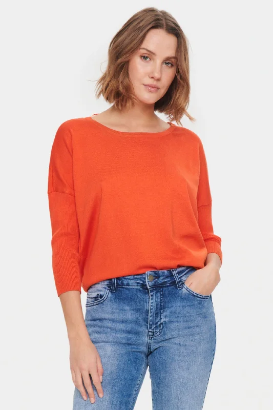 Saint Tropez 30500003 A2561 MilaSZ Round Neck Jumper Orange Tigerlily