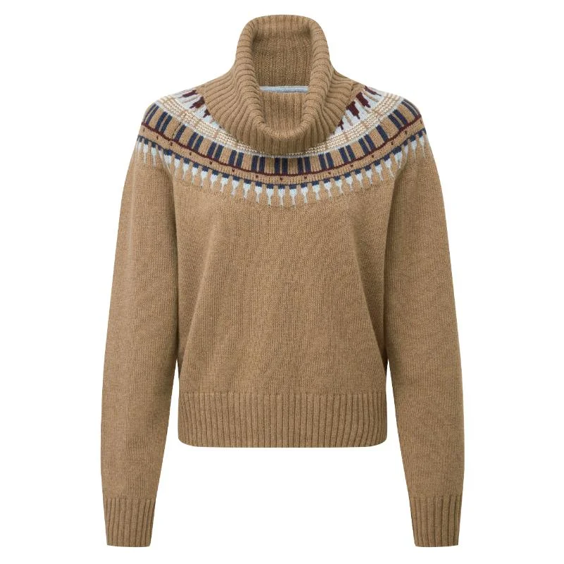 Schoffel Filey Fairisle Roll Neck Ladies Merino Mix Jumper - Warm Sand