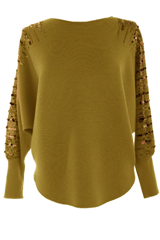 Sequin Sleeve Ribbed Jumper