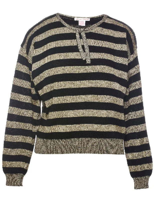 Striped Pattern Jumper - L Plaid Sweater Polka Dot Checkered