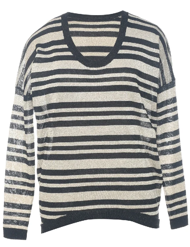 Striped Pattern Jumper - M Sweater Knitwear Pullover