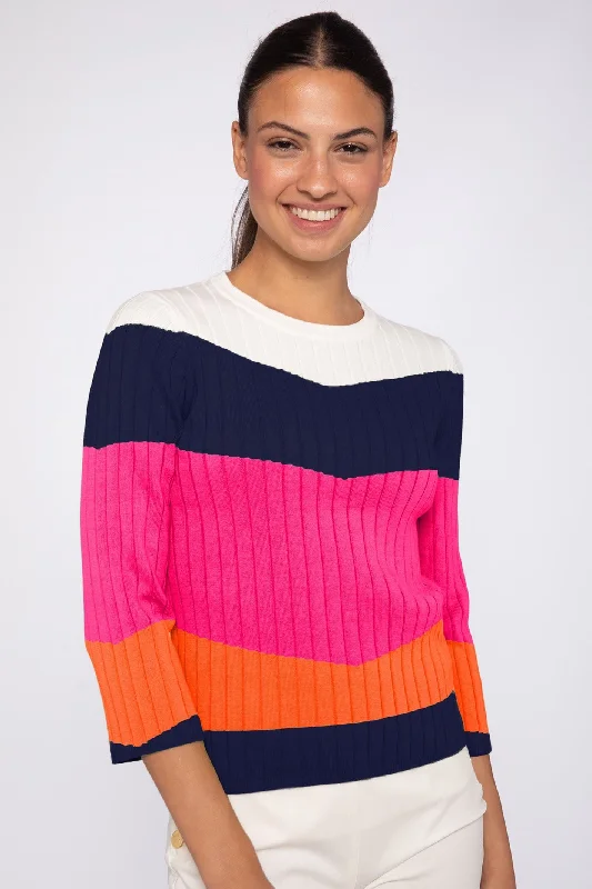 Vilagallo 30927 Canale Navy Block Colour Ribbed Jumper