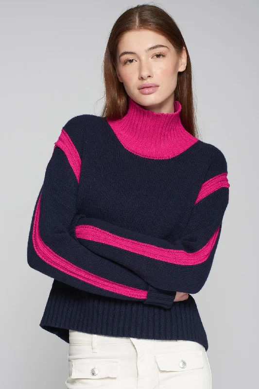 Vilagallo 31735 Navy Pink Polo Neck Jumper